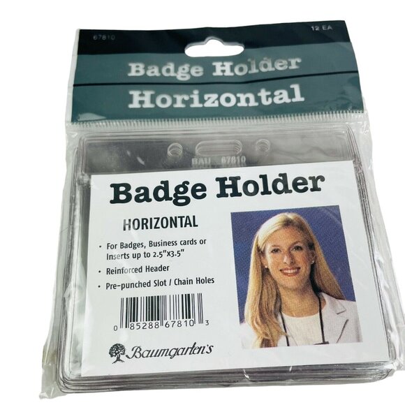 Vinyl ID Badge Holder Insert Clips 12 Pcs Horizontal Clear Pouch u - Picture 2 of 4
